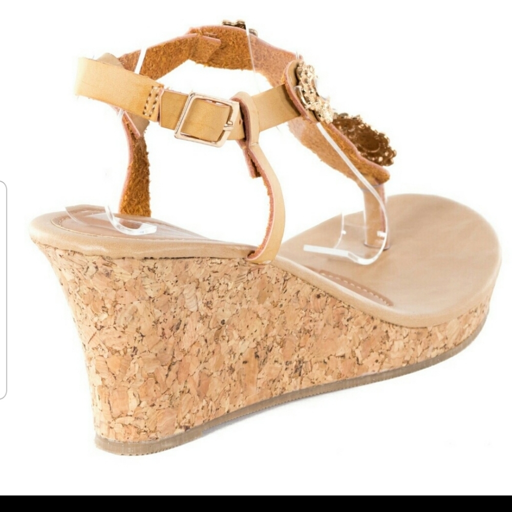 Women Wedge Thong Sandals,  HS-2085, Khaki